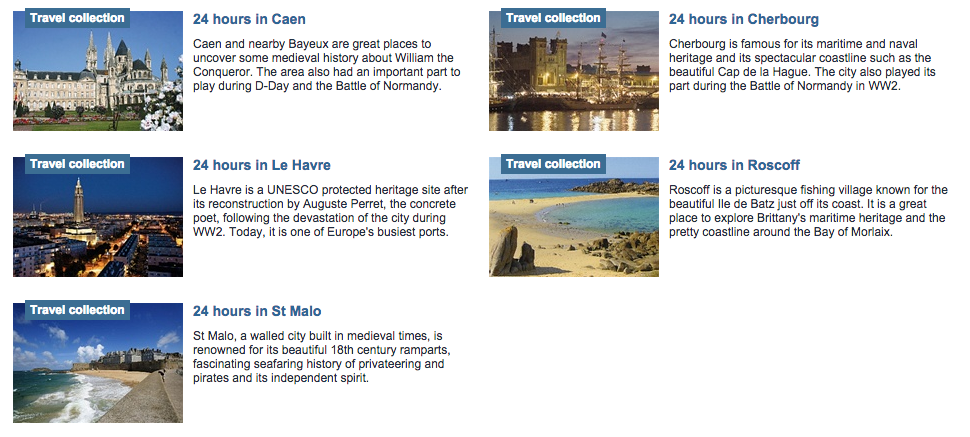 Brittany ferries also provide excellent what-to-see-in-24hrs guides to all their French ports